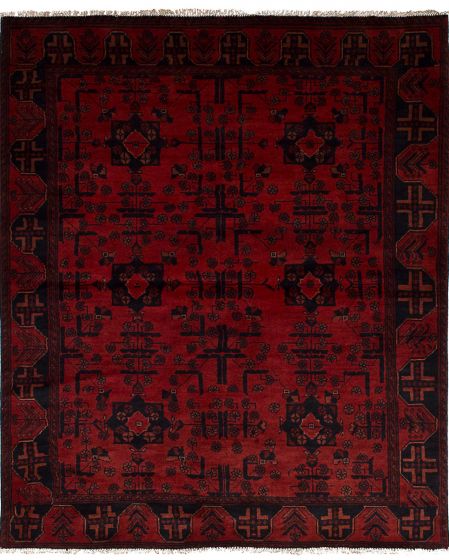 Traditional Red Area rug 4x6 Afghan Hand-knotted 245883
