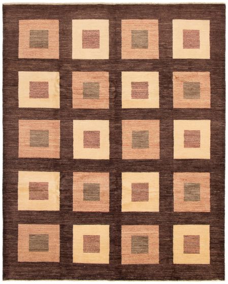 Casual  Transitional Brown Area rug 8x10 Afghan Hand-knotted 299462
