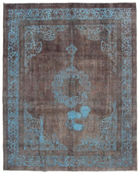Bordered  Transitional Brown Area rug 9x12 Turkish Hand-knotted 342218