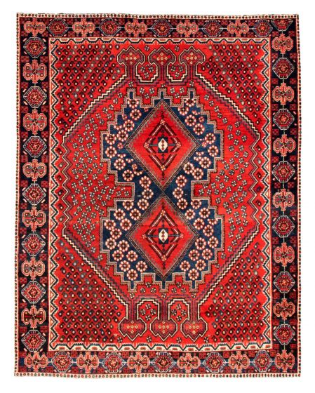 Bordered  Tribal Red Area rug 4x6 Turkish Hand-knotted 351609