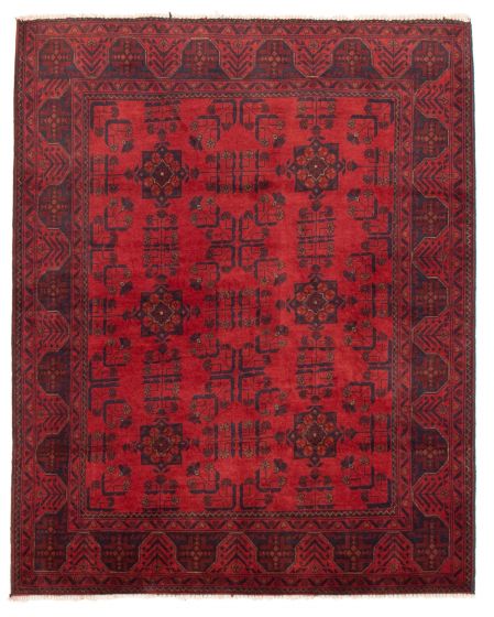 Bordered  Traditional Red Area rug 4x6 Afghan Hand-knotted 359496
