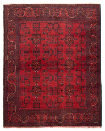 Bordered  Traditional Red Area rug 4x6 Afghan Hand-knotted 359504