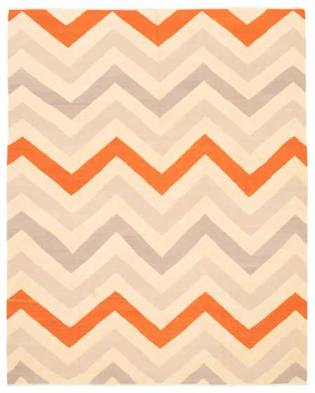 Flat-weaves & Kilims  Transitional Ivory Area rug 6x9 Turkish Flat-Weave 367352