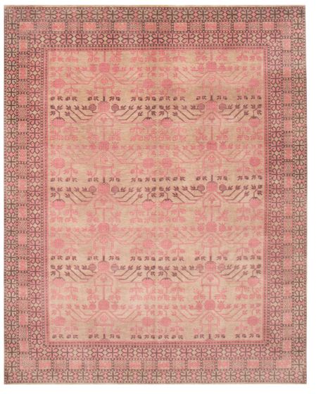 Bordered  Transitional Grey Area rug 6x9 Pakistani Hand-knotted 375161