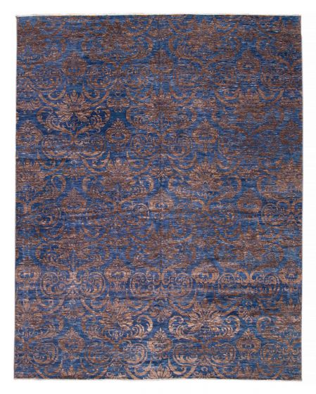 Transitional Blue Area rug 12x15 Indian Hand-knotted 376216