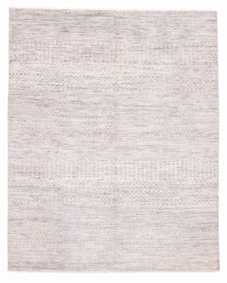 Transitional Grey Area rug 6x9 Indian Hand-knotted 377295