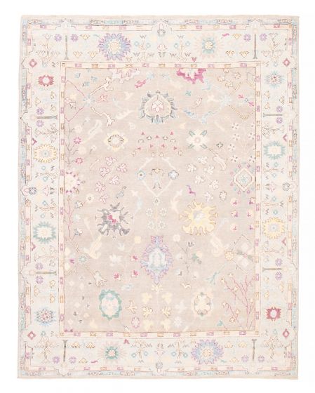 Bordered  Transitional Grey Area rug 6x9 Pakistani Hand-knotted 381794