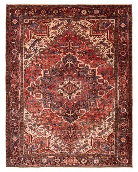 Geometric  Traditional Red Area rug 8x10 Turkish Hand-knotted 390983