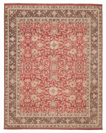 Traditional  Transitional Red Area rug 6x9 Pakistani Hand-knotted 392584