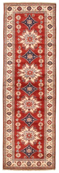 Bordered  Tribal Red Runner rug 9-ft-runner Afghan Hand-knotted 329513