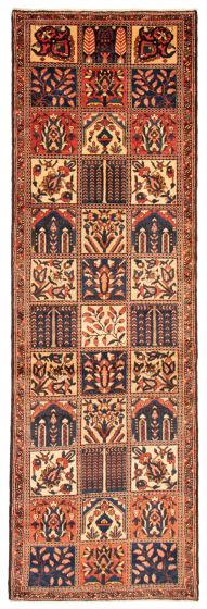 Bordered  Traditional Red Runner rug 13-ft-runner Persian Hand-knotted 358595