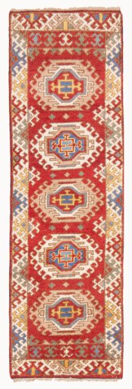 Bordered  Traditional Brown Runner rug 7-ft-runner Indian Hand-knotted 363135