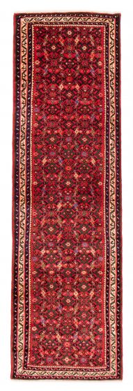 Bordered  Traditional Red Runner rug 9-ft-runner Persian Hand-knotted 380574