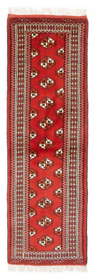 Bordered  Tribal Red Runner rug 6-ft-runner Persian Hand-knotted 382419