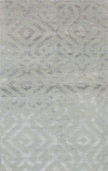 Transitional Green Area rug 5x8 Indian Hand-knotted 221741