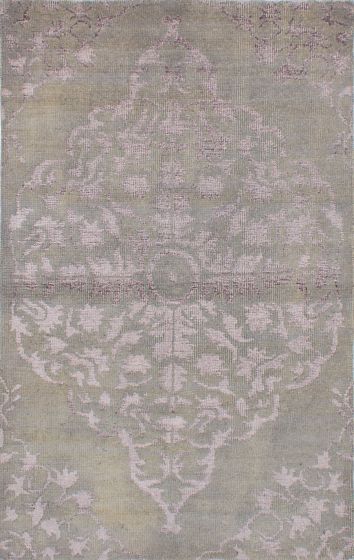 Transitional Grey Area rug 5x8 Indian Hand-knotted 221778