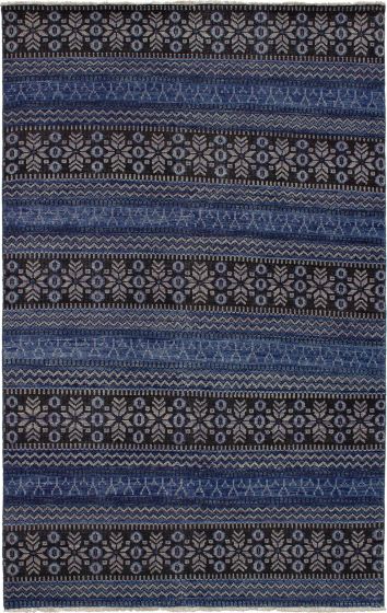 Casual  Contemporary Blue Area rug 5x8 Indian Hand-knotted 271733