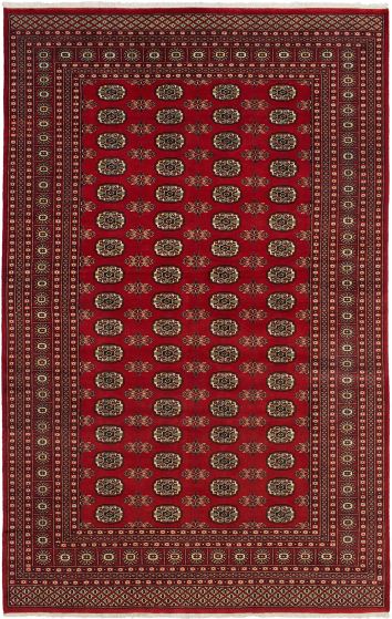Bordered  Tribal Red Area rug 6x9 Pakistani Hand-knotted 284182