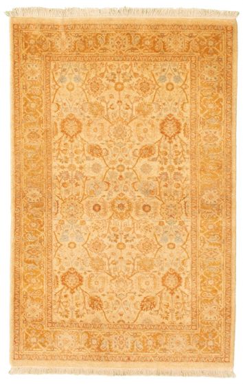 Bordered  Traditional Ivory Area rug 3x5 Pakistani Hand-knotted 338216