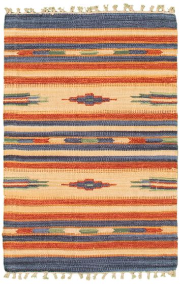 Flat-weaves & Kilims  Transitional Blue Area rug 2x3 Turkish Flat-weave 339214