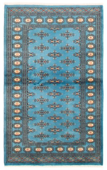 Bordered  Tribal Blue Area rug 3x5 Pakistani Hand-knotted 359386