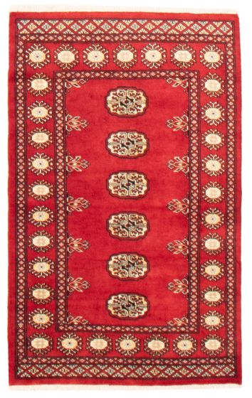 Bordered  Tribal Red Area rug 3x5 Pakistani Hand-knotted 359875