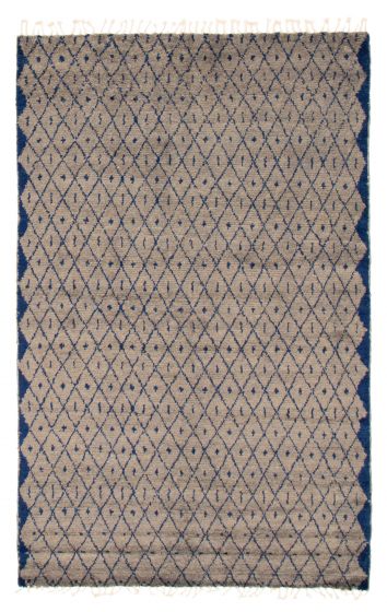 Moroccan Grey Area rug 5x8 Pakistani Hand-knotted 368417