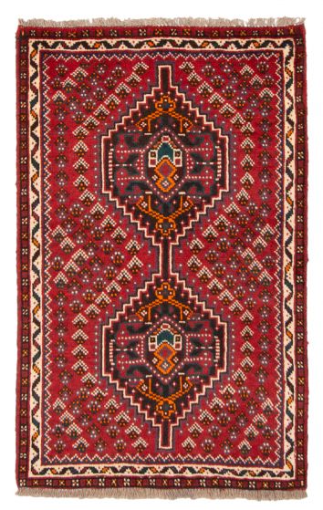 Bordered  Traditional Red Area rug 3x5 Persian Hand-knotted 372970