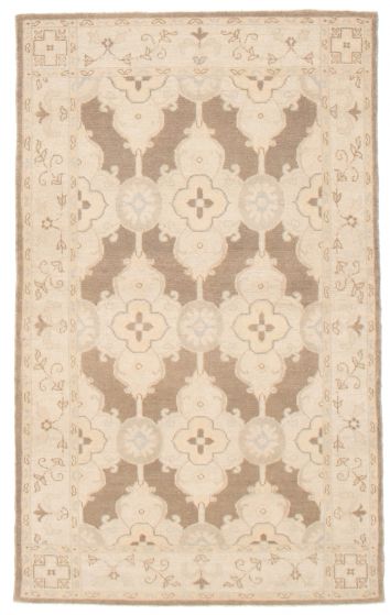 Bordered  Traditional Ivory Area rug 3x5 Turkish Hand-knotted 374008
