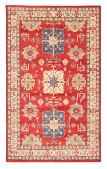 Bordered  Geometric Red Area rug Unique Afghan Hand-knotted 378606