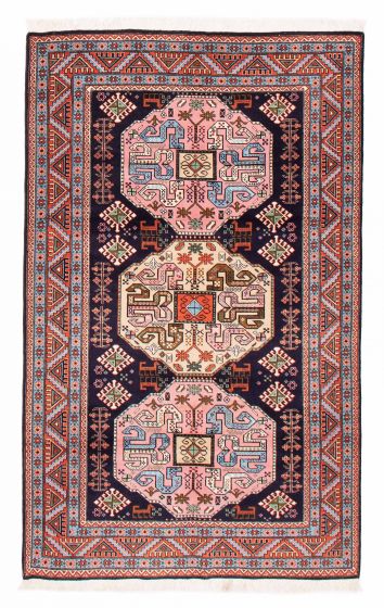 Bordered  Traditional Blue Area rug 5x8 Persian Hand-knotted 382235