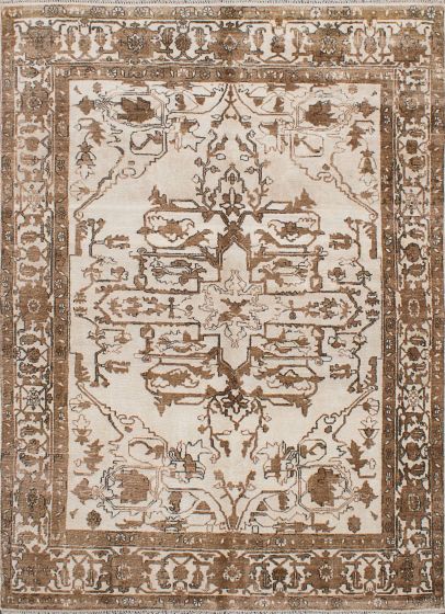 Traditional Ivory Area rug 9x12 Indian Hand-knotted 222716