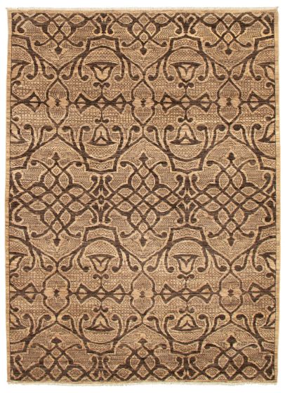 Casual  Transitional Brown Area rug 5x8 Pakistani Hand-knotted 341426