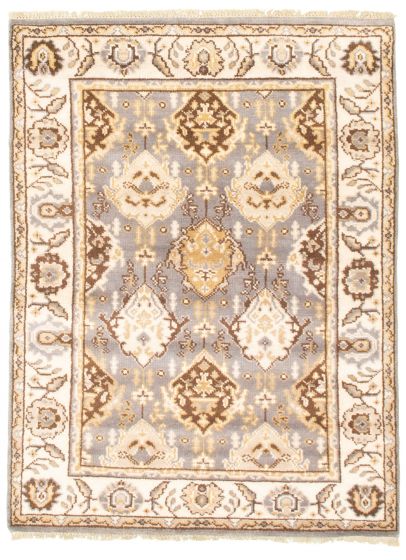 Bordered  Traditional Grey Area rug 3x5 Indian Hand-knotted 344074