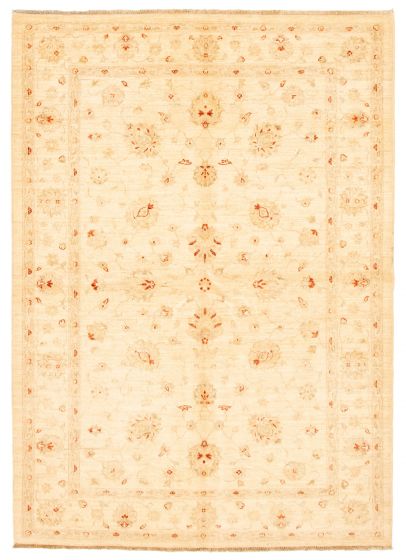Bordered  Traditional Ivory Area rug 5x8 Afghan Hand-knotted 346363