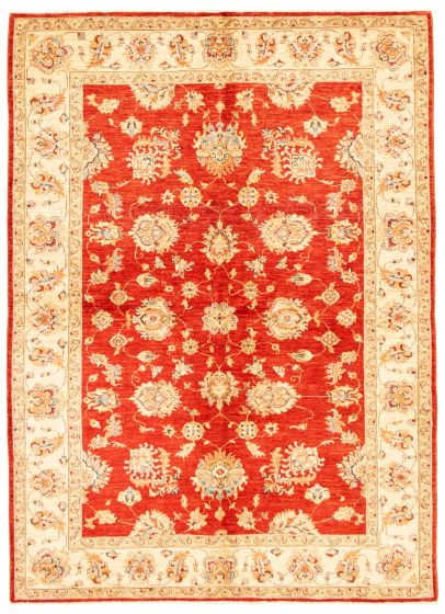 Bordered  Traditional Red Area rug 5x8 Afghan Hand-knotted 346666