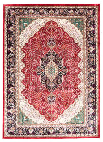 Bordered  Traditional Red Area rug 9x12 Indian Hand-knotted 348576