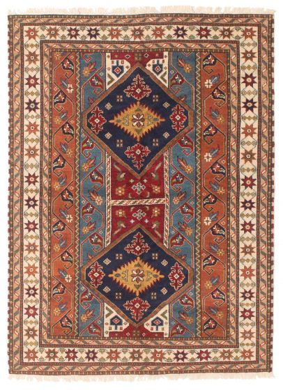 Bordered  Traditional Brown Area rug 5x8 Indian Hand-knotted 348582