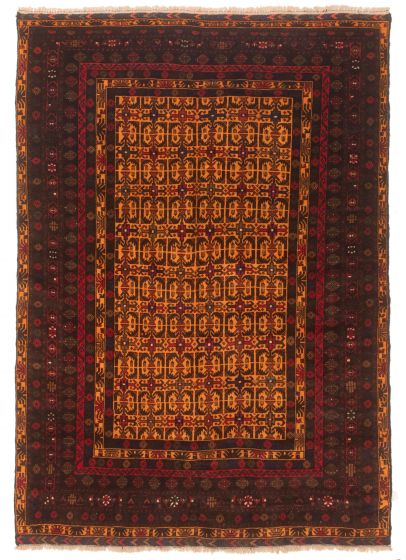 Bordered  Tribal Orange Area rug 5x8 Afghan Hand-knotted 348587