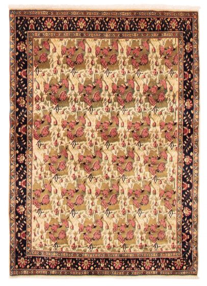 Bordered  Traditional Ivory Area rug 3x5 Persian Hand-knotted 353256