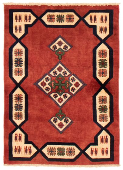 Gabbeh  Tribal Brown Area rug 3x5 Persian Hand-knotted 373510