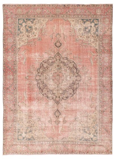 Traditional Vintage/Distressed Red Rectangle 9x12 Turkish Hand-knotted 425816