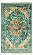 Bordered  Traditional Green Area rug 5x8 Indian Hand-knotted 344233