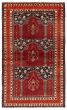 Bordered  Tribal Red Area rug 4x6 Turkish Hand-knotted 358046