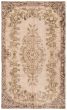 Bordered  Vintage Ivory Area rug 6x9 Turkish Hand-knotted 361191