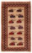Bordered  Tribal Brown Area rug 3x5 Afghan Hand-knotted 366374