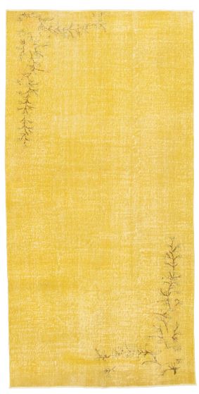 Overdyed  Transitional Yellow Area rug Unique Turkish Hand-knotted 328517