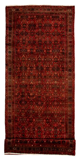 Bordered  Traditional Red Runner rug 12-ft-runner Persian Hand-knotted 352163