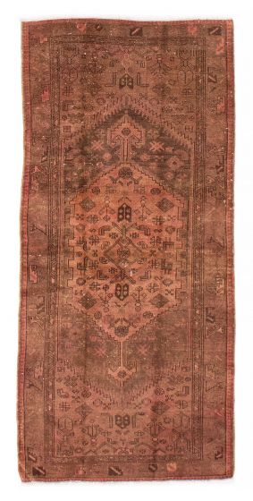 Bordered  Vintage/Distressed Brown Area rug Unique Turkish Hand-knotted 378071