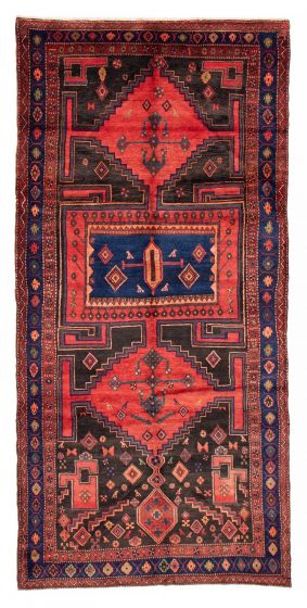 Bordered  Tribal Black Area rug Unique Persian Hand-knotted 383757